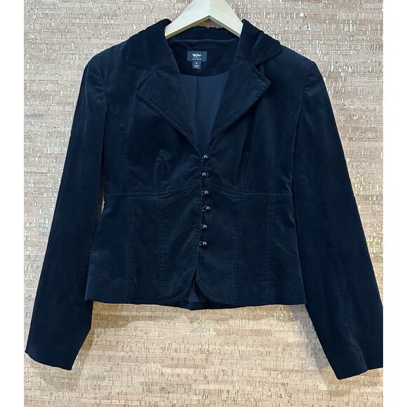 Mossimo Women’s Small Black Velvet Button Front Blazer Lined Long Sleeve - Picture 1 of 7